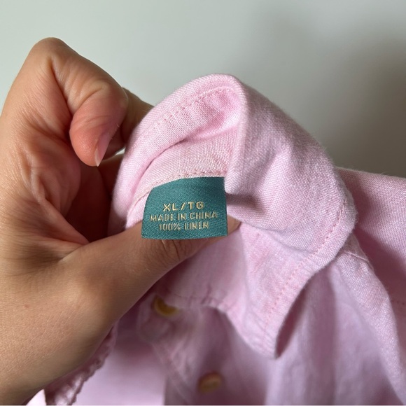 [XL] Tommy Bahama Men’s 100% Linen Light Pink Casual Button-Down Dress Shirt - Picture 9 of 12